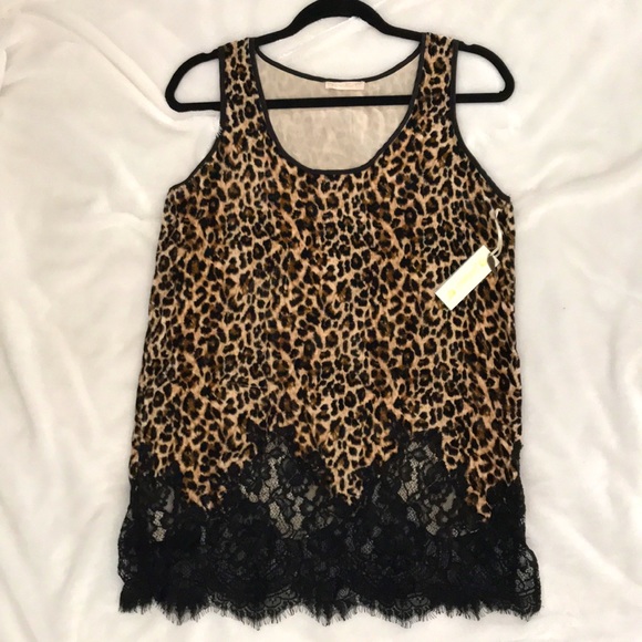 Gold Hawk Leopard Velvet & Lace Tank Top Tunic; Small - Picture 10 of 11
